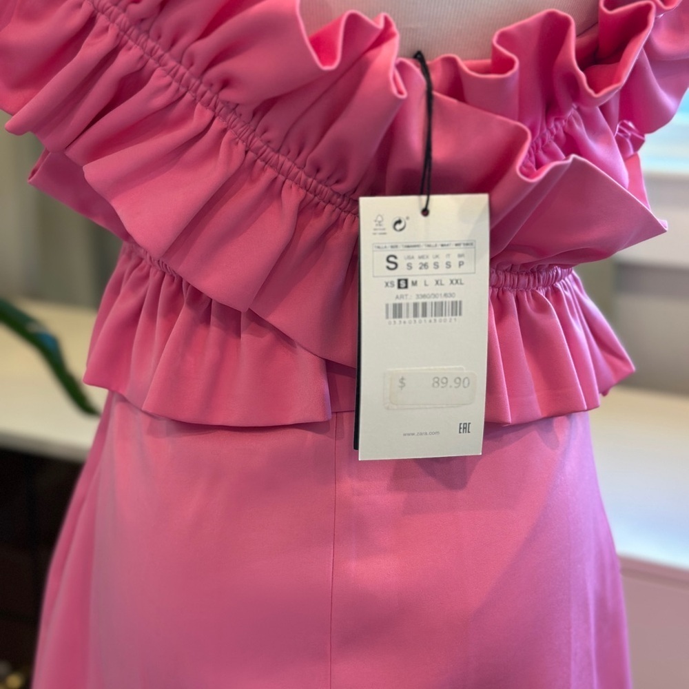 Zara Pink Ruffle Mini Dress - Picture 6 of 9
